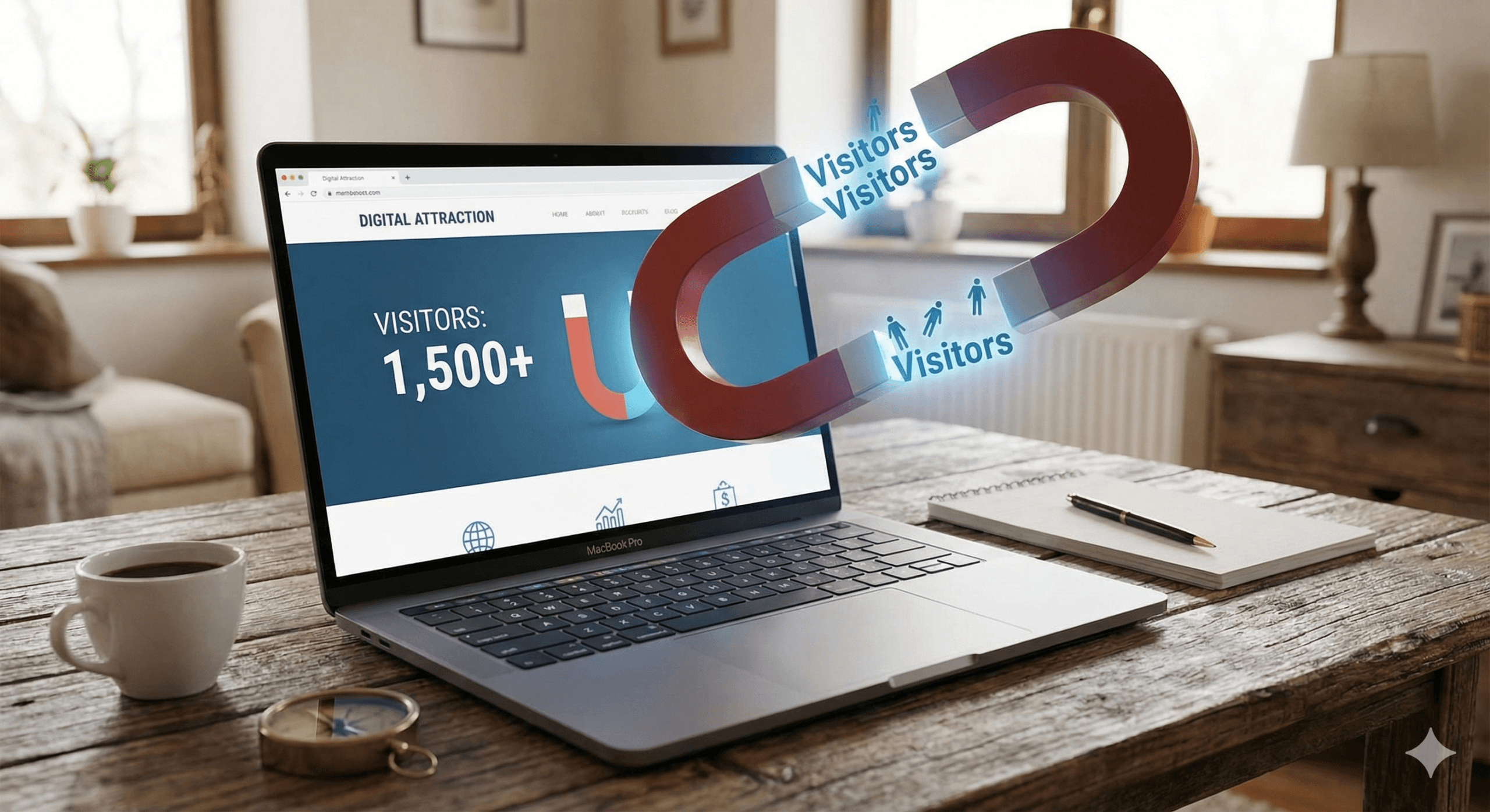 Website Par Traffic Kaise Badhaye visitors magnet concept art